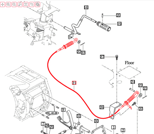 Mahindra 17682842000 OEM reverse cable assembly for 7010 cabin tractors, designed as a heavy-duty push–pull cable with threaded ends and precise length to ensure smooth, reliable reverse gear selection at the reverse change lever