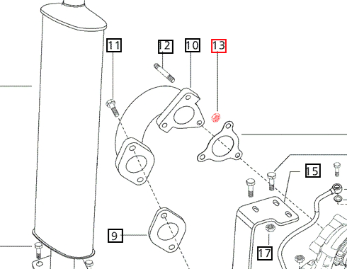 Mahindra 006000856F1 OEM Cleveloc flanged M8 lock nut is used throughout Mahindra tractor exhaust and EGR systems and firewall assemblies to provide a vibration-resistant, captive flange fastening solution that helps keep pipes, brackets, shields, and panels securely mounted under harsh operating conditions.