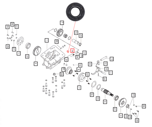 Mahindra oil seal 000031278B12 for PTO and transmission lever housings on selected 00, 25, 30, 4500 and 5500 Series tractors, sealing around control levers to prevent transmission and PTO oil leakage.