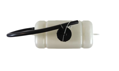 Mahindra coolant reservoir tank assembly 008014568U91 for the radiator cooling system on 6000 Series 6065 and 6075 2WD/4WD, cab, ROPS and Tier 4 Refresh tractors – OEM radiator overflow bottle from Bill’s Tractor & Equipment