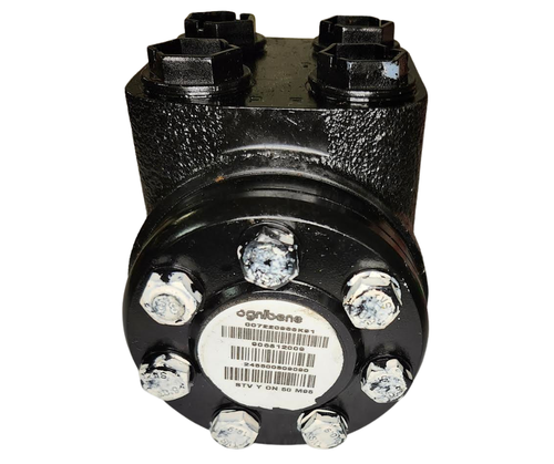 Mahindra 007220966K91 OEM 40CC hydrostatic steering unit used in the hydraulic pump and steering assembly on 1100 Series 1120, 1123, and 1126 HST sub-compact tractors, controlling oil flow to the steering cylinder for precise front axle steering in both cabin and OS models.