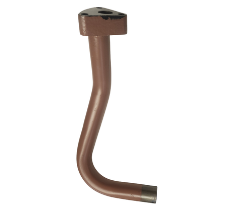 Mahindra hydraulic suction pipe assembly 007220975K91 shown as a formed metal manifold tube with mounting brackets and hose connections that draws oil from the hydraulic/transmission sump to the pump on 1120, 1123 and 1126 HST sub‑compact tractors.