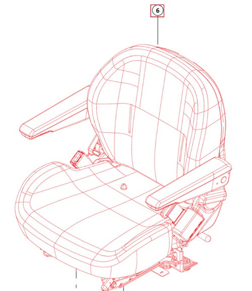 Mahindra H07650298K91 black vinyl operator seat assembly for 1100 Series 1120, 1123 and 1126 HST sub‑compact tractors, contoured cushion seat with backrest mounted on the seat base to support the driver during operation.
