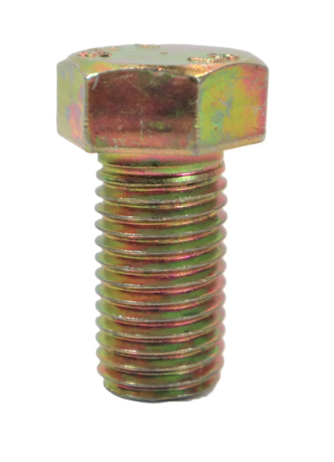 Mahindra V2014610030 hex head bolt, OEM fastener used to secure front gear case housings, front axle components, loader boom and post assemblies, and rear mission case or 3-point hitch brackets on Mahindra 10, 30, 2500, 2600, 5500 series and eMax 20S tractors.