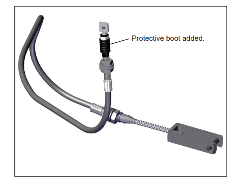 Hand brake cable 008000005U92 for Mahindra 6065, 6075, and 7085 tractors, connecting the hand brake lever to the rear brake mechanism to apply the parking brake.