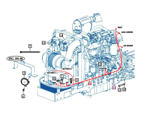 Mahindra harness assy E/G 12626682204 is the engine wiring harness used on 2600 Series 2638 HST OS tractors in electricals and harness figure 805, routing power and signal wiring between the engine and chassis harness. The same engine harness is installed on 2600 Series 2645 Gear OS tractors in the harness group, providing factory‑fitted connections for engine electrical components on open‑station machines.
