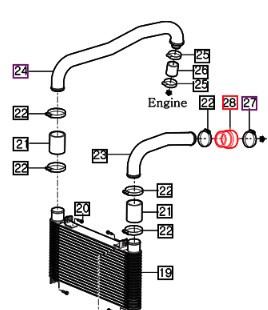 Mahindra intercooler reducer hose 12291045330 shown as a short conical blue silicone hose that transitions from 50.8 mm to 60 mm internal diameter for connecting different‑size charge‑air pipes on Mahindra 2555, 2565, 2600 Series and 9000 Series turbo tractors.