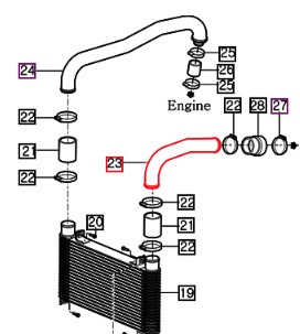 Mahindra CAC outlet pipe 12291045200 shown as a bent metal charge‑air tube with beaded hose ends that connects the intercooler outlet to silicone boost hoses on Mahindra 2555, 2565, 2655, 2660, 2665 and 2670 tractors.