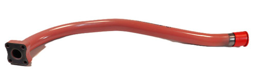 Mahindra hydraulic suction pipe 007200260C1 shown as a rigid bent steel tube with flared ends and mounting bracket that connects the VTU housing to the hydraulic filter head on Mahindra 4500, 5500, 6000 and 6500 4WD tractors.