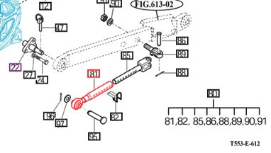 Mahindra 15155253100 front stabilizer tube / rod sub front for 3‑point hitch on 2555 2655 2660 tractors
