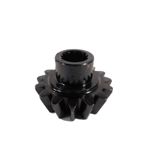 Mahindra straight bevel gear pinion final reduction E006507338D1 is a 15-tooth bevel pinion used in the outer final reduction of the compact front axle on 35 Series 3535, 4035 and 4535 gear, HST and PST tractors, installed in both RH and LH front axle part 1 groups. It also serves as the final reduction pinion on 25 Series 4025 4WD T4; 35 Series 5035 gear, HST and PST; 3500 Series 3540 and 3550 PST/HST and cabin variants; 3600 Series 3640 and 3650 HST/PST and cabin T4; and 4500 Series 4540 and 4550 4WD T4 front axles, where it meshes with the mating bevel gear to drive the front wheels.
