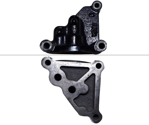 Mahindra engine oil filter mounting bracket 006002819C1 casting for lube oil filter and cooler piping on 5525 6025 4500 5500 6000 5520 6520 5530 6030 6530 7060 8560 2555 2565 2655 2665 6065 6075 7085 7095 8090 8100 9110 9125 tractors