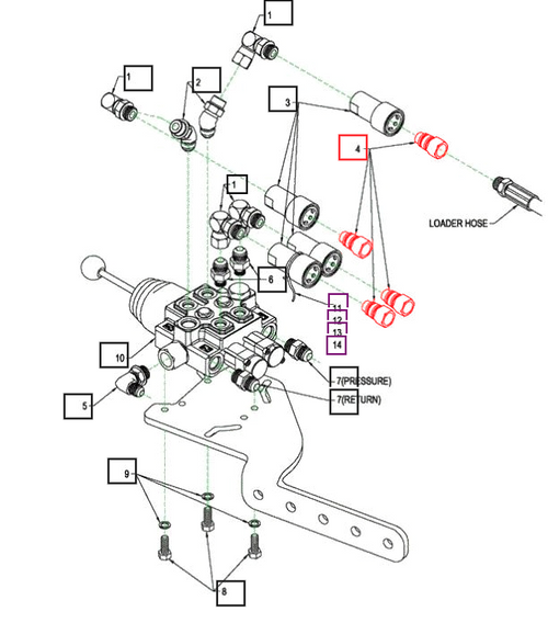 Mahindra male tip BUH813107 is a 0.25 body hydraulic male quick coupler with 0.56 ORB thread used in the valve kit assembly on Buhler ML232 loaders fitted to Mahindra 4025 and 4525 tractors. This male tip is also installed in the valve kit assemblies on Buhler ML252 loaders used with 5525 and 6025 tractors and ML262 loaders paired with 5530, 6030 and 6530 tractors, providing the threaded connection between the loader valve block and the quick-connect hydraulic hoses.
