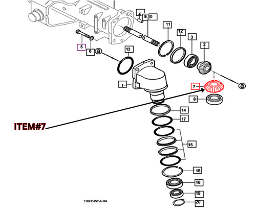 Mahindra 16‑tooth front axle bevel gear 16704340031 / 16704340030 used in the front gear case on 10, 2500 and 2600 Series tractors including 2310–6010 and 2538–2660 models.
​