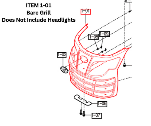 Mahindra front grill assembly 11376012000GB used on 2600 Series 2655 Gear/HST OS/HST Cabin and 2665 Gear Cabin tractors in the bonnet sheet‑metal group to cover and protect the front of the hood and radiator area.