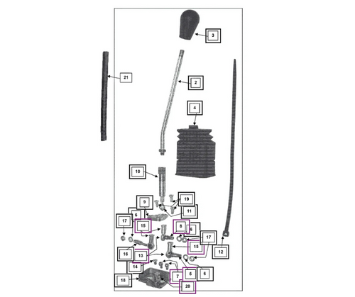 Mahindra KMW14083182 loader handle pivot assembly kit for ML253, ML263, 4565-2, 5555-2 and 5565-2 loaders