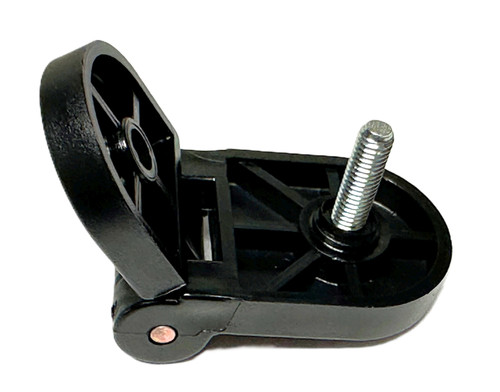 Mahindra sun roof hinge assembly 19027212200 shown as a compact metal hinge used in pairs to mount and pivot the glass or steel roof hatch on Mahindra 10, 2500, 2600, mForce 100, mForce 105 and mForce105XL cab tractors.