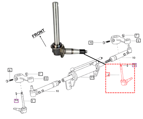 Mahindra 007601009C11 complete right‑hand steering knuckle assembly for 2WD 4500 5500 6000 6500 5530 6030 6530 5555 5565 5570 tractors