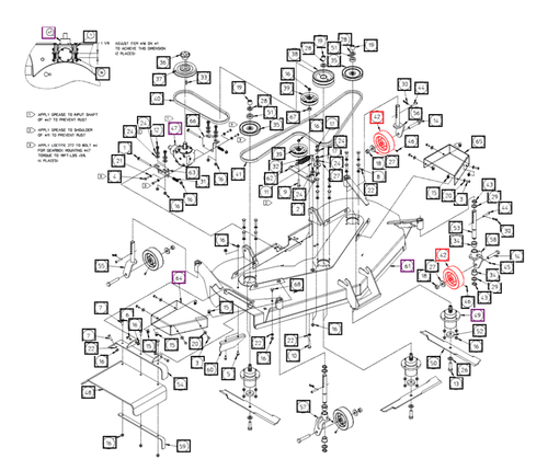 Mahindra mower caster wheel AME012961 for AMEREQUIP MAH1660 60 inch and MAH1672 72 inch mowers and Max 26Mower decks, OEM front gauge/caster wheel that supports the mower deck and helps maintain consistent cutting height on Mahindra compact tractors.
​