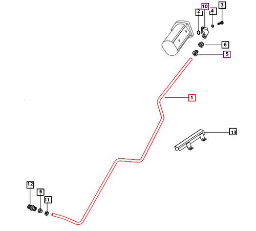 Mahindra hydraulic pressure pipe E007206292B91 for 4025, 4525, and 4540 2WD T4 tractors, formed steel high-pressure line that routes oil from the hydraulic tandem pump outlet to the hydraulic control valve assembly.