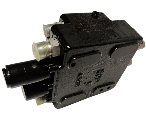 Mahindra KMW05806550 hydraulic control valve for 5145 and 5155 loaders, multi-spool loader valve mounted in the rear hydraulics and valve group to operate the loader lift and bucket circuits on 5100 Series tractors.
