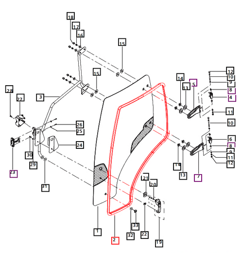 Mahindra EPDM cab door beading E007517323D1 4.5 meter rubber weatherstrip seal for left and right doors on 3540 3550 3640 3650 PST and HST T4 tractor cabs.