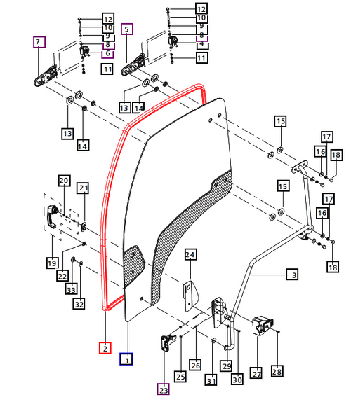 Mahindra EPDM cab door beading E007517323D1 4.5 meter rubber weatherstrip seal for left and right doors on 3540 3550 3640 3650 PST and HST T4 tractor cabs.