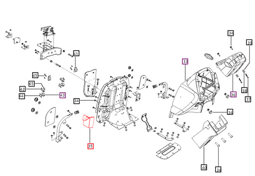 Mahindra fusebox lid E007505656D1 for 3535, 4035, 4535, 5035, 3540, 3550, 3640 and 3650 Series tractors