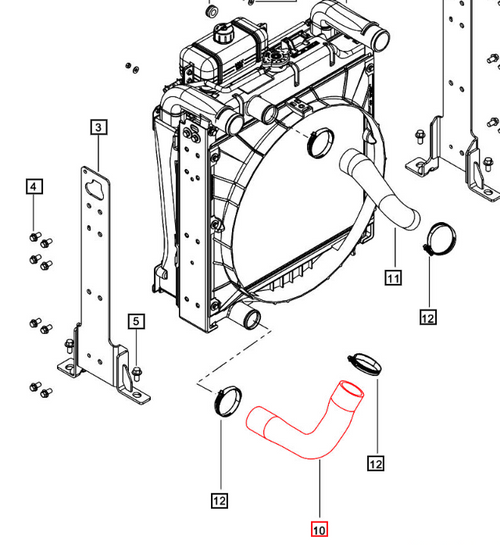 Mahindra radiator to water pump hose 008012734U1 for 6000 Series 6065 and 6075 2WD and 4WD tractor engine cooling systems