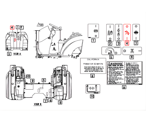 Mahindra OEM steering wheel tilt control label 19572722000 for 1526 1533 1538 1626 1635 1640 2415 2516 2815 3016 3215 3316 3616 and Max 25XL 26XL 26XLT 28 tractor operator platforms