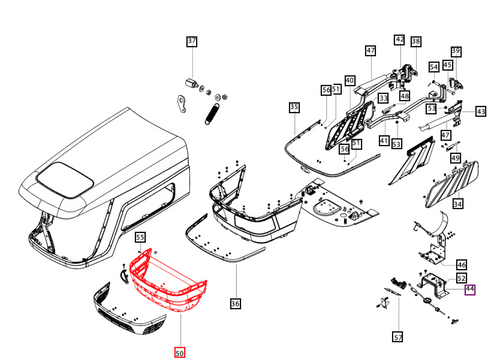 Mahindra bottom front hood grill assembly 007501500C92 for 6000 Series 6065 and 6075 2WD and 4WD cab and ROPS tractors