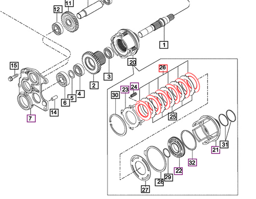 Mahindra PTO clutch disc 15642212050, sold per each, used on 10, 2500, and 2600 Series tractors in transmission and rear axle PTO clutch and PTO drive shaft assemblies.