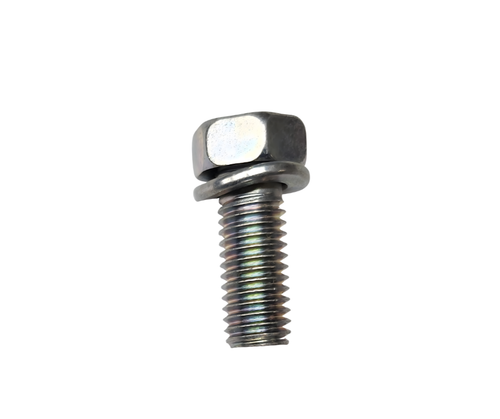 Mahindra bolt with washer M8x20 F1540108020, OEM hardware fastener used on multiple Mahindra tractors for seat, safety device/ROPS, clutch housing, transmission, front axle, hydraulic, and HST control mounting points.