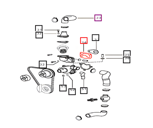 Mahindra thermostat housing gasket 006010196D1 for 35 Series 4535 and 5035 tractor engine cooling system