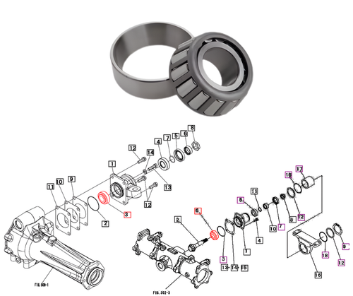 Mahindra 10212141000 NTN 4T-32205R tapered roller bearing for front axle hub and pinion locations on 1526 1626 15/16 Series and Max 26/28 tractor front axles.