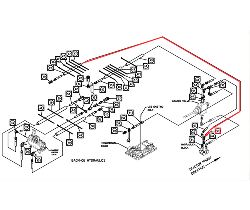 Mahindra AME017359 3/8 x 83 in hydraulic hose for MB63 and Max 26B/eMax 25B 4‑point mount backhoe hydraulic systems on Max 26XL Max 28XL eMax 22 and eMax 25 tractors.