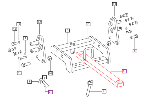 Mahindra swinging drawbar E007900666C1 for 25 4500 and 5500 Series 3825 4025 4525 4540 4550 4565 5525 6525 5555 5565 5570 tractor rear attachment