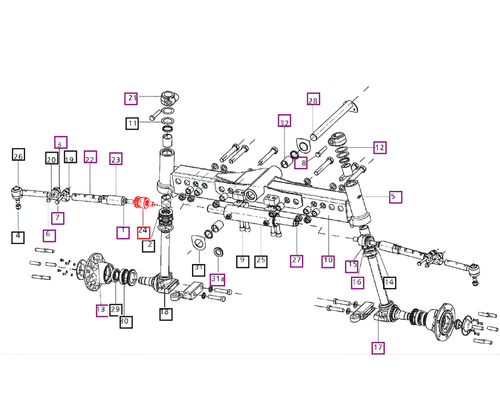 Mahindra axial ball joint 007602001D1 for front axle steering linkage on 5520 6520 7520 8560 2WD tractors