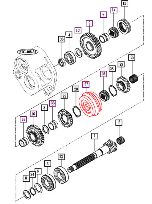 Mahindra transmission synchronizer assembly 16492092001 for main change and reverse gears on 10 Series 2310 2810 3510 4110 4510 6110 7010 and 2500 2600 Series 2540 2545 2565 2645 2665 2670 tractors.