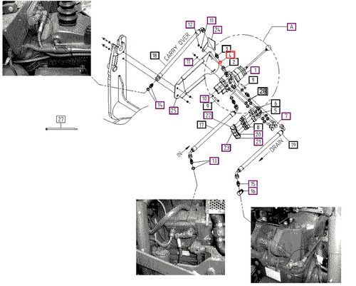Mahindra copper sealing washer TA103C0C0330 for hydraulic valve banjo fittings on Taesung ML230 loader for 3525 tractors and ML232 loaders.