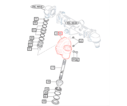 Mahindra right hand front final drive case 12414342100M for 4WD front gear case assemblies on 5010 6010 2555 2655 and 2660 tractor front axles.