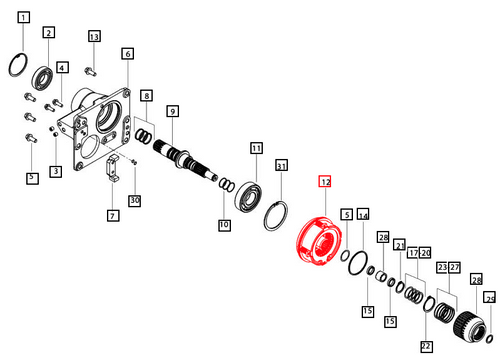 Mahindra wet PTO clutch assembly M STAR PST 006512722U91 for oil-cooled PTO drive on 6000 Series 6065 6075 and 7000 Series 7085 7095 2WD 4WD and cabin Tier 4 tractors.