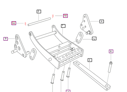 Mahindra swinging drawbar spring clip 003067210R1 used to retain the drawbar pin on 05 Series, C Series, 00 Series, 25 Series, 30 Series and 5500 Series tractor swinging drawbar attachments.