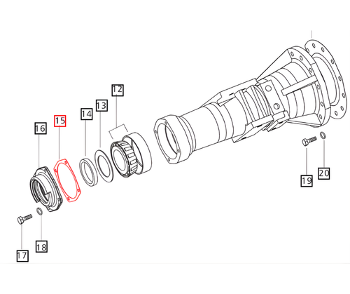 Mahindra rear axle bearing retainer gasket 000032512B12 for sealing between the rear axle carrier and bearing retainer on 25 30 00 and 5500 Series 2WD tractor rear axles.