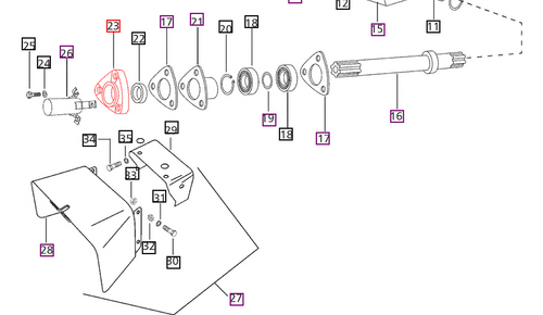 Mahindra rear PTO oil seal and bearing retainer assembly 000041937C11 for the rear PTO shaft and operating lever housing on 3325 E350 and 3825 tractors.