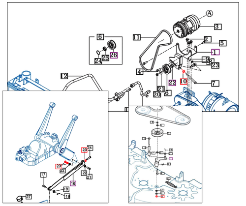 Mahindra hex nut M12 V3013600120 used as OEM hardware for 9000 series cab heater and AC units and TYM-eMax54M mid mower deck mounting on eMax20S tractors.