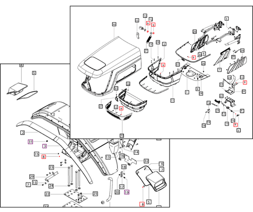 Mahindra hex nut M6 SF0301181 used as OEM hardware to fasten hood, fender, floor panel, fuel tank, HVAC, wiring and auxiliary valve components on 1100, 5100, 6000, 7000 and 8000 series tractors.