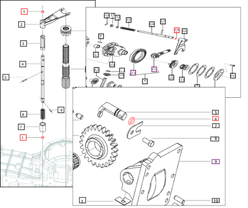 Mahindra O-ring 000013850P04 17 x 1.8 mm used to seal differential lock shafts and shuttle shift valves in multiple Mahindra tractor transmission and differential sections.