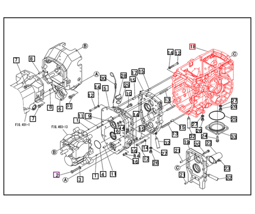 Mahindra transmission differential housing 19441203AGA for 1600 Series 1626 Gear and HST tractors and Max XL Series Max 26XLT Gear and HST tractors, OEM cast transmission case for rear differential and powertrain.