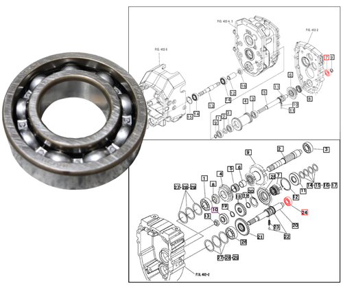 Mahindra transmission ball bearing 31S9400780 / 07500060040 (NSK 6004, 20 x 42 x 12 mm) for 15, 16, 1500, 1600, Max and Max XL/Max XLT compact tractors, OEM deep groove ball bearing used in HST and gear transmission shafts and mid PTO‑related transmission sections.